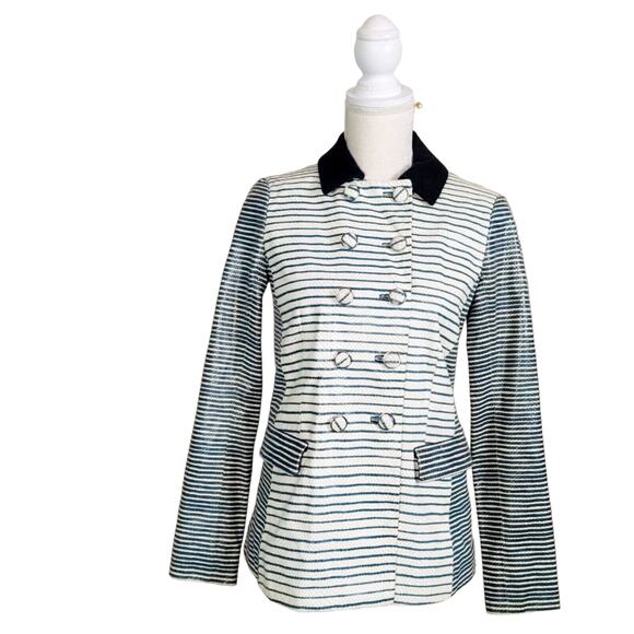 Tory Burch Piper Leather Snakeskin Effect Striped Jacket $1095 Size 2 - Picture 4 of 12